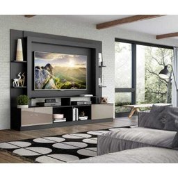 Estante Rack com Painel e Suporte TV 65" Moscou Multimóveis Preto/Lacca Fume - 7