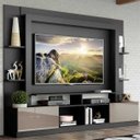 Ver imagem 1 de Estante Rack com Painel e Suporte Tv 65" Moscou Multimóveis Preto/lacca Fume