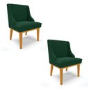 Ver imagem 1 de Cadeira Sala de Jantar Base Madeira Castanho Kit 2 Liz Bouclê Verde D03 - D’Rossi