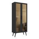 Ver imagem 2 de Cristaleira com 2 Portas de Vidro Retrô 68cm Urban Multimóveis Mp6040 Preto