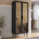 Ver imagem 1 de Cristaleira com 2 Portas de Vidro Retrô 68cm Urban Multimóveis Mp6040 Preto