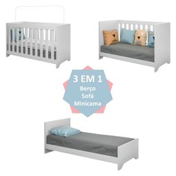Berço Elza 3 em 1 Vira Cama com Colchão Incluso Branco Certificado Imnetro - 5
