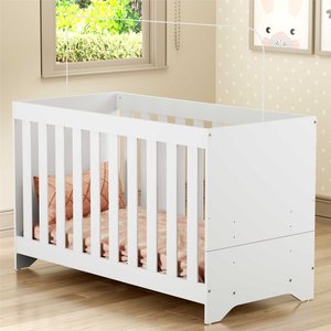 Berço Elza 3 em 1 Vira Cama com Colchão Incluso Branco Certificado Imnetro