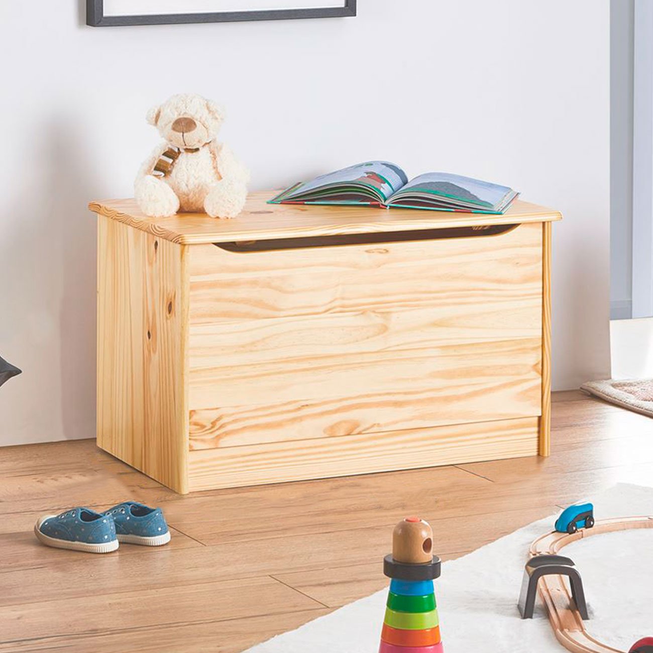 Baú Brinquedos Organizador Madeira Maciça Hannah Natural | MadeiraMadeira