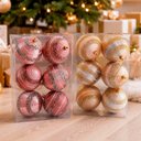 Ver imagem 5 de Bolas de Natal para Decoração de Árvore Bronze e Dourada Plástico Kit 12 8cm