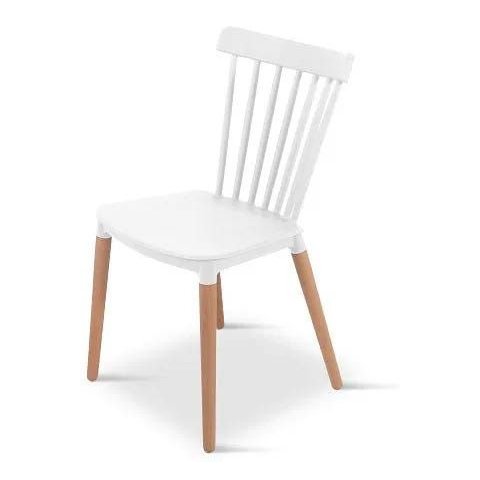 Cadeira Ellen Windsor Branca Polipropileno Base Madeira