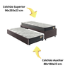 Bicama Box Solteirão em Courino Linho Marrom 96x203 com Dois Colchões Adapto Molas Ensacadas Ecoflex - 7