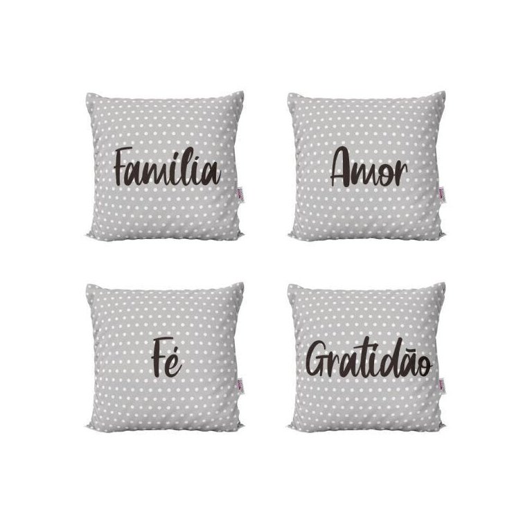 Capas Almofadas Decorativas Preto e Branco Família, Amor, Fé e Gratidão Para Sofá 40x40 - Novadecora Capas Almofadas Decorativas Preto e Branco Família, Amor, Fé e Gratidão Para Sofá 40x40 - Novadecora