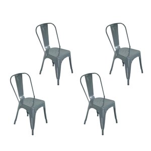Kit com 4 Cadeiras Iron Tolix Design Industrial Jantar Cozinha Casa Cinza
