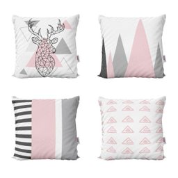 Capas Almofadas Decorativas e Geométricas Rosa e Cinza Escandinavo Para Sofá 40x40 - Novadecora - 1