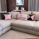 Ver imagem 2 de Kit 5 Capas Almofadas Rosa e Cinza Geométricas Decorativas Gratidão Para Sofá 40x40 - Novadecora