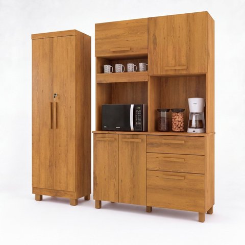 Kit Armário Multiuso Toronto + Armário de Cozinha Viena 100% MDF Yescasa