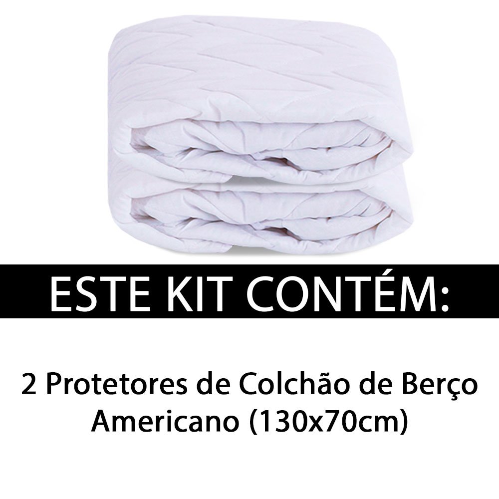 Kit 2 Protetor Colchão Berço Americano 130x70 100% Algodão BF Colchões - 2