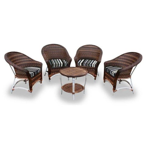 Conjunto 4 Poltronas 1 Mesa Centro Tecido Illimani Preto