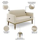 Ver imagem 7 de Sofá Namoradeira e 2 Poltronas Base Madeira Castanho Maressa Suede Bege