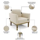 Ver mais imagens de Sofá Namoradeira e 2 Poltronas Base Madeira Castanho Maressa Suede Bege