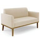 Ver imagem 4 de Sofá Namoradeira e 2 Poltronas Base Madeira Castanho Maressa Suede Bege