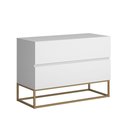 Ver imagem 6 de Mesa de Cabeceira 2 Gavetas Estilo Industrial Eros 60cm Branco Pés de Ferro Dourado