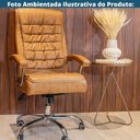 Ver imagem 5 de Cadeira Escritório Presidente Spring Oslo Domann Design Revestimento PU Camel Marrom Base Metal