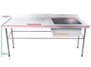 Ver imagem 2 de Bancada / Mesa Pia Em Aço Inox com Uma Cuba (50x40x25) A Direita (150x60x85)