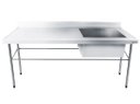 Ver imagem 1 de Bancada / Mesa Pia Em Aço Inox com Uma Cuba (50x40x25) A Direita (150x60x85)
