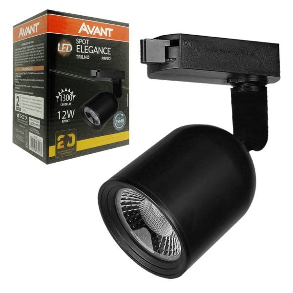 Spot de Trilho Elegance Preto 12W Bivolt Avant Branco Quente