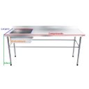 Ver imagem 2 de Bancada / Mesa Pia Em Aço Inox com Uma Cuba (50x40x25) A Esquerda (180x60x85)