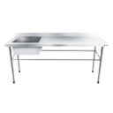Ver imagem 1 de Bancada / Mesa Pia Em Aço Inox com Uma Cuba (50x40x25) A Esquerda (180x60x85)