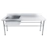 Bancada / Mesa Pia Em Aço Inox com Uma Cuba (50x40x25) A Esquerda (160x60x85) - 1