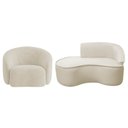Ver imagem 2 de Kit Divã Recamier Orgânico Marrocos 150cm Lado Esquerdo e 1 Poltronas Amore Bouclé Bege