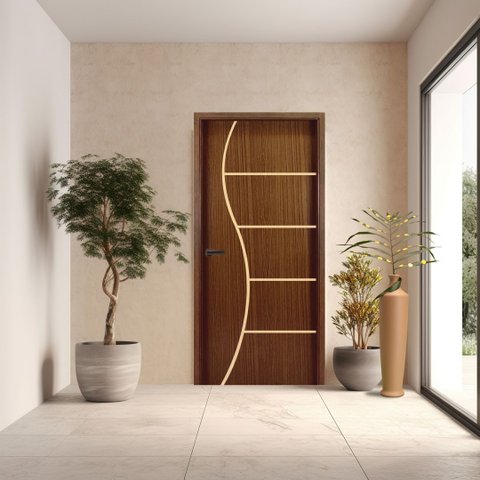 Folha de Porta em Madeira Frisada 7 210x80 Gitale Portas: Carvalho Ébano/ 210x80cm