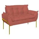 Ver imagem 4 de Poltrona Sofá Luxo Base Metal Dourado Recepção Escritório Cor:rosa