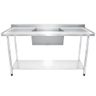 Bancada / Mesa Pia Em Aço Inox com Uma Cuba (50x40x25) Ao Centro E Prateleira (180x60x85) - 1