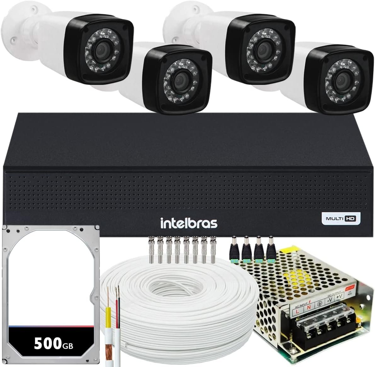 Kit Cftv 4 Cameras Segurança 1080p Full Hd Dvr Intelbras 4ch - 1