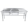 Bancada / Mesa Pia Em Aço Inox com Duas Cubas (50x40x25) A Esquerda (170x60x85) - 1
