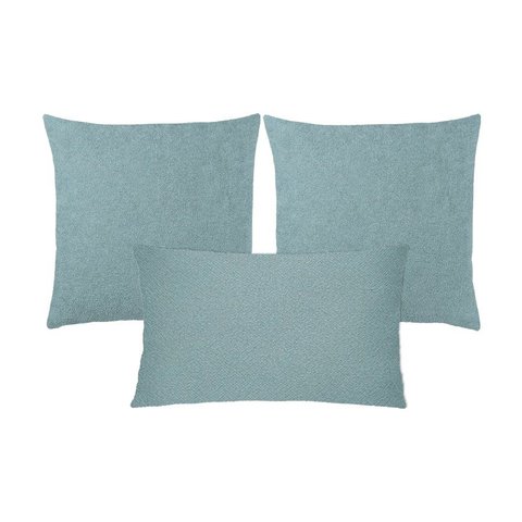 Kit 3 Capas Almofada Baguete Bouclé Quadradas e Retangular Zíper Invisível, Texturizado