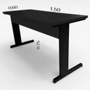 Ver imagem 3 de Mesa Escrivaninha Office Tampo Grosso Industrial 1,50m Preto