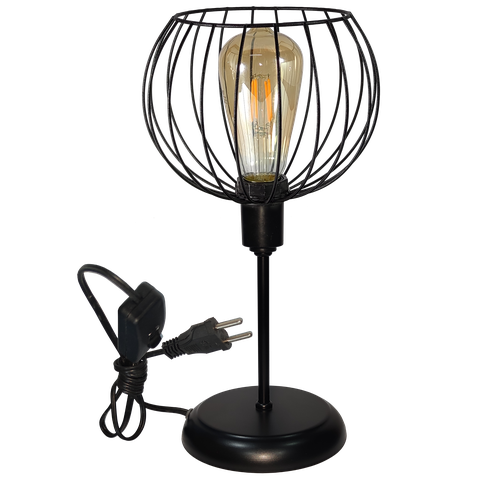 Luminária Mesa Abajur Classic Aramado Tangerine Preto P/led