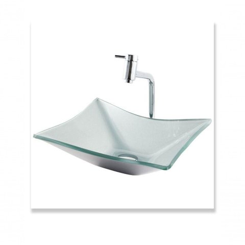 Cuba Prata de Vidro 39x34cm e Torneira Link e Válvula