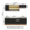 Ver imagem 4 de Armário de Cozinha Completa 240cm Rustic Preto Glamy Madesa 03