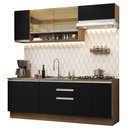Ver imagem 3 de Armário de Cozinha Completa 240cm Rustic Preto Glamy Madesa 03