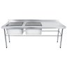 Bancada / Mesa Pia Em Aço Inox com Duas Cubas (50x40x25) A Esquerda (180x60x85) - 1