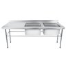 Bancada / Mesa Pia Em Aço Inox com Duas Cubas (50x40x25) A Direita (180x60x85) - 1