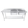 Bancada / Mesa Pia Em Aço Inox com Duas Cubas (50x40x25) A Direita E Prateleira (160x60x85) - 1