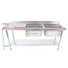 Bancada / Mesa Pia Em Aço Inox com Duas Cubas (50x40x25) A Direita E Prateleira (160x60x85) - 2