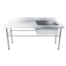 Bancada / Mesa Pia Em Aço Inox com Uma Cuba (50x40x25) A Direita (120x60x85) - 1