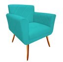 Ver imagem 1 de Poltrona Decorativa Sabrina Suede Azul Tifany Pés Madeira Ms Decor