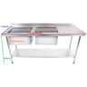 Bancada / Mesa Pia Em Aço Inox com Duas Cubas (50x40x25) A Esquerda E Prateleira (160x60x85) - 2