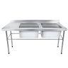 Bancada / Mesa Pia Em Aço Inox com Duas Cubas (50x40x25) A Direita (140x60x85) - 1
