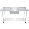 Bancada / Mesa Pia Em Aço Inox com Uma Cuba (50x40x25) Ao Centro E Prateleira (170x60x85) - 1